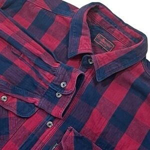 Five Brother Heavyweight Flannel Shirt Mens 3XL TALL Red Buffalo Check Button Up